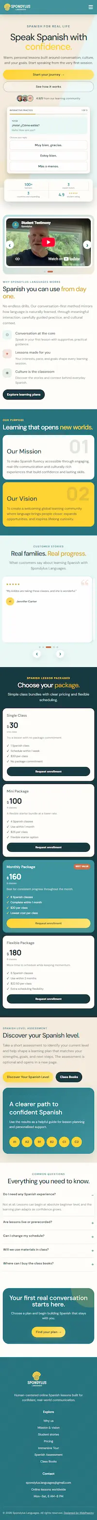 Spondylus Languages mobile website preview